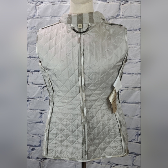 Burberry Women's Quilted Jacket Coat Pale Stone Check Snap Filled Size XS - Picture 15 of 16